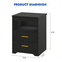 Lvifur Nightstand with Charging Station and USB Port, Night Stand Side Table with Auto Sensor LED 3 Color Dimmable Gun Shelf with Lock, Modern Bedside Table for Bedroom Furniture