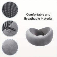 1 Almohada De Viaje De Espuma Con Memoria Para El Cuello, Suave Soporte Para La Cabeza Para Dormir, Descansar En Casa, Coche Y Avión - Gris - Ver 3