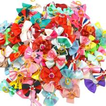 20入組/50入組/100入組五彩隨機寵物毛結蝴蝶結頭飾花型配件，適用於狗和貓，公主風格頭飾 - 彩色 - 查看 1
