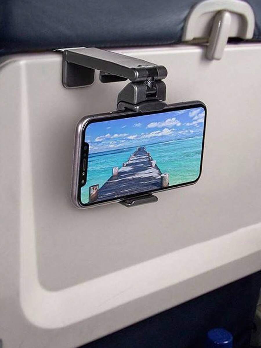 General Purpose Aircraft In Flight Mobile Phone Holder, Desk Hands Free Phone Holder With Multi-Direction Dual 360 Degree Rotation Pocket Size Air Travel Essential Accessories School Supplies Dorm Essentials - Black - View 1