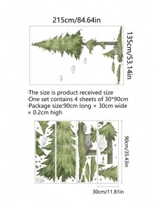 1 套 4 张水彩风格大号 215 厘米高松树和云朵家居墙面装饰贴纸、贴纸、墙贴花、乙烯基贴花用于家居装饰、春季装饰品让您的家焕然一新、节日装饰贴纸礼物生日毕业 - 彩色 - 查看 8