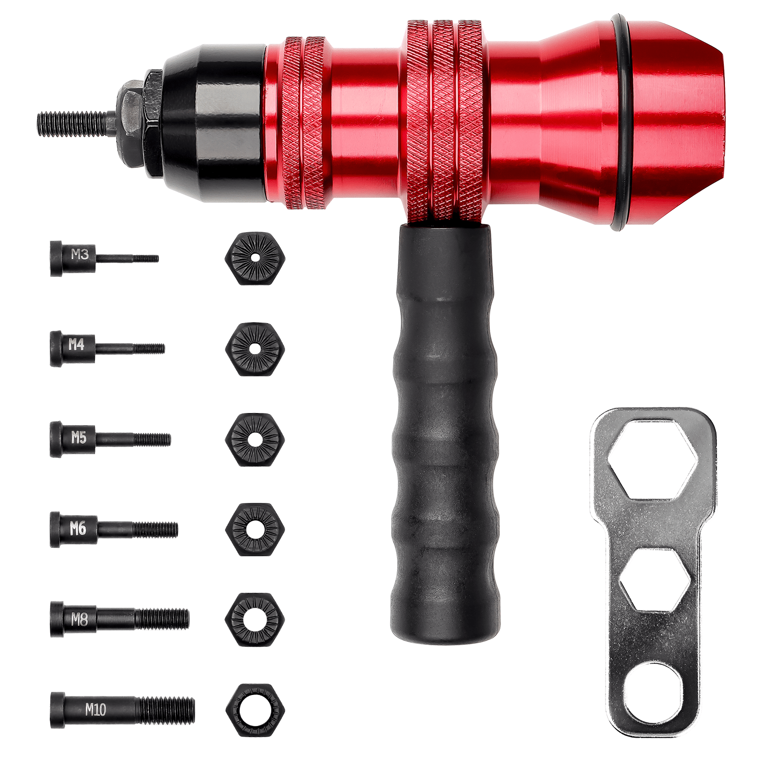 Cordless Drill Electric Rivet Nut Gun Adapter Kit Including M3 M4 M5 M6