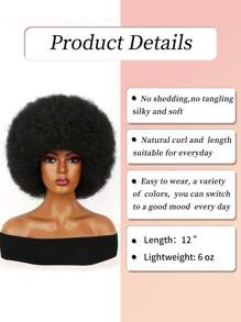 Christmas And Wigs Soft Afro Hair Wig For Women Afro Kinky Curly Hair Wigs With Bangs Black Brown White Grey Colourful Looking Natural Short Afro Curly Wig For Men Bouncy Black Afro Puff Wig Synthetic Hair Big Afro Wig For Daily Party Cosplay Holiday Christmas Decorations For Woven Hair Wigs