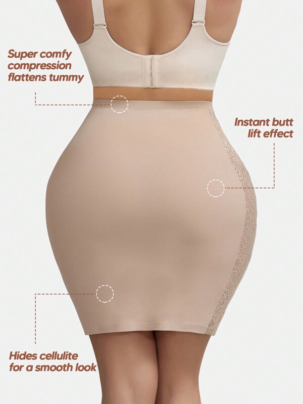 Women Seamless Lace High Waisted Sculpting Tummy Control Shapewear Half