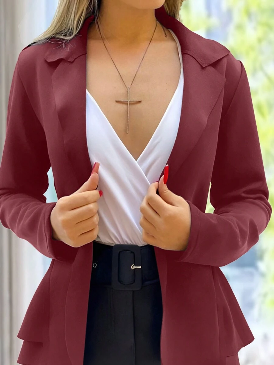Women Blazers - Màu Đỏ Sâu - Xem 1