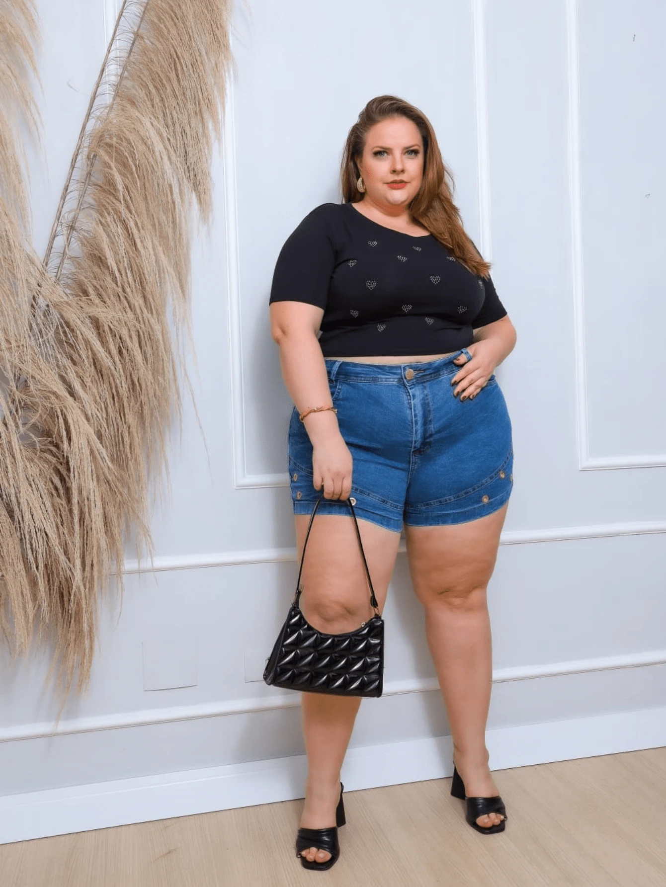 Women Denim Shorts - 藍色 - 查看 1