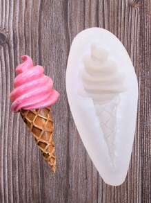 1 件旋轉冰淇淋筒棒棒糖矽膠模具用於蛋糕烘焙 Diy 巧克力裝飾 - 白色 - 查看 5