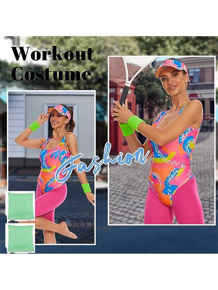 OPAEHJF 80s Heren Workout Kostuum Halloween Cosplay Koppels Outfits 80s 90s Trainingskostuum Set voor Volwassen Mannen (M