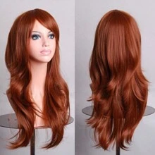 Character Cosplay Costume Wig With Side Bangs, Big Wavy Long Curly Hair, 70cm Length, Multicolor Synthetic Fiber Accessory - Khaki - View 1