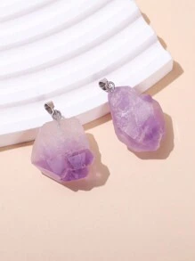 1 mặt dây chuyền pha lê tím bất đối xứng dành cho nữ, trang sức hạt pha lê độc đáo để đeo hàng ngày, du lịch và chụp ảnh - Mặt Dây Hoa Thạch Anh Tím Tự Nhiên - Xem 6