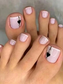 24 Piezas De Uñas Postizas Cuadradas Cortas Con 1 Archivo Para Uñas Y 1 Gel Jelly - Multicolor - Ver 1