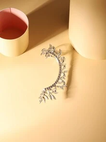 1pair Silver Bohemian Style Bold & Sweet Multifunctional Leaf & Crystal Dangle Earrings - Silver - View 2