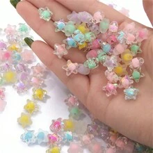 30 件/批糖果色亞克力五尖星形珠帶內珠適用於 Diy 串珠、手鍊製作、珠寶製作用品 - 白色 - 查看 4
