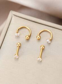 2 Stücke Edelstahl-ohrringe Mit Zirkonia Für Damen, Alltagskleidung Und Dating-geschenk