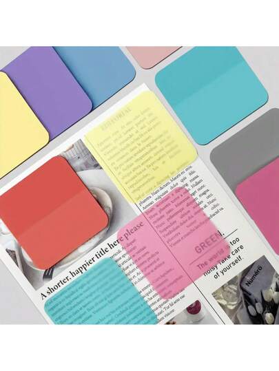 8pcs Mini Macaron-colored Transparent Sticky Notes With Rounded Corners ...