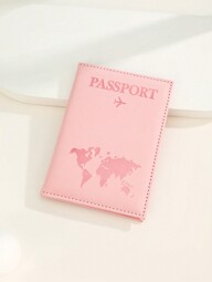 1 Stück Reisepasshülle aus mattem PU-Material mit Weltkarten- und Buchstabendruck und festem Design, Reisepasshülle, Reisepassetui, Reisepasshülle, Reisepasstasche für Urlaub, Reisepasstasche für Flug, für Schulanfang für Männer und Frauen, Reiseutensilien, Reisezubehör