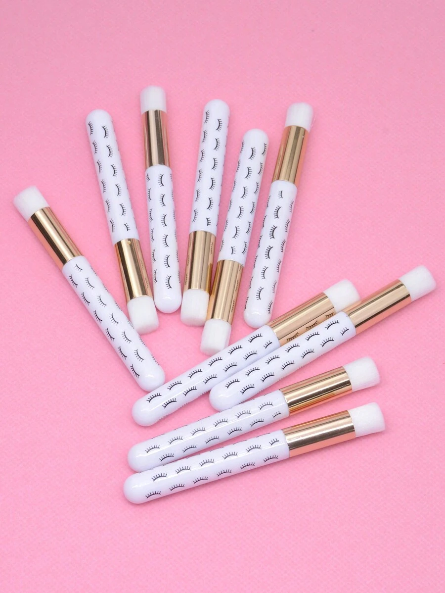 10入組白色睫毛擴展清潔刷,清潔鼻黑頭洗臉微型刷,洗眉毛洗睫毛洗髮露泡沫清潔刷