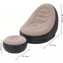 Puff Inflatable Sofa Armchair With Footrest For Leisure Rest - 卡其色 - 查看 5