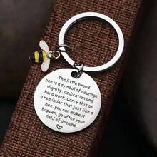 1pc European And American Style Bee Shaped Stainless Steel Keychain, Teacher's Day Gift - Multicolor - View 2