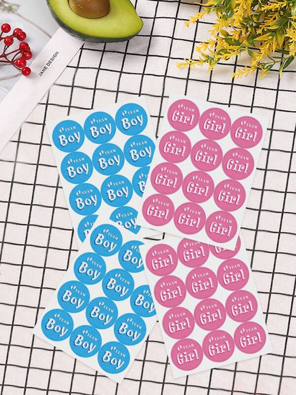 48 قطعة ملصقات مجموعة ألعاب لكشف جنس الطفل في حفلة عيد الحب