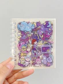 10 piezas de pegatinas enrolladas adhesivas para diarios y 1 pieza de cuaderno de notas impermeable con diseños de dibujos animados (se enviará al azar un libro) - Multicolor - Ver 3