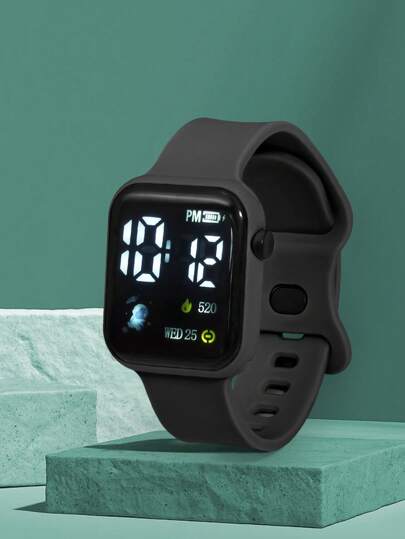 ساعة إلكترونية مربعة رياضية كاجوال للأطفال والشباب، تصميم فضائي من تي بي يو وخلية جافة، مناسبة للاستخدام اليومي