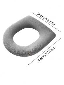 1pc Grey Plain Knitted Thickened Toilet Seat Cover Without Handle, Machine Washable And Non-shedding - Grey - View 3