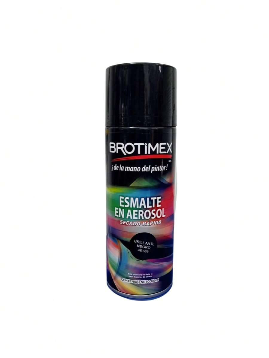 PINTURA ESMALTE ACRILICO AEROSOL NEGRO BRILLANTE BROTIMEX AE-509 - Negro - Ver 1