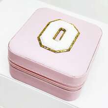 1入時尚個性化旅行珠寶盒，防水且便攜，粉色，帶有初始儲存，生日禮物，母親節禮物，畢業禮物，伴娘禮物 - 粉色 - 查看 29
