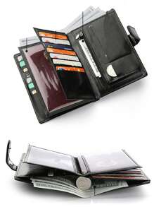 短款男士钱包休闲男钱包拉链卡包搭扣零钱包小号护照套男士钱包爸爸礼物超薄轻便便携式现金身份证信用卡零钱包生日礼物情人节周年纪念礼物情侣大学生中学生男士礼物