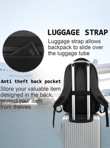 15.6 英寸背包，大容量周末过夜包旅行背包，航空公司认可的防水笔记本电脑背包礼物，休闲背包，带 USB 端口的学校背包，最佳情人节露营徒步旅行黑色包多功能便携式时尚休闲度假趣味礼物圣诞节感恩节礼物 - 黑色 - 查看 8