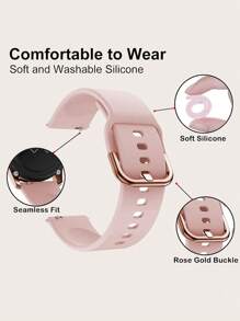 1 条男女通用硅胶运动表带 20/22 毫米 兼容三星 Galaxy Watch Active/Active 2/4/5/6 作为返校学生的礼物 - 粉色 - 查看 2