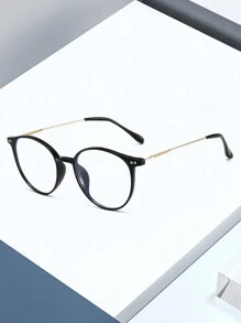 1pc/5pcs Women Rivet Decor Round Frame Fashion Glasses, Daily Office Travel Accessory - Black - View 2