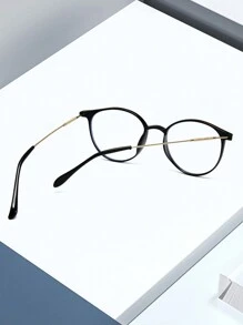 1pc/5pcs Women Rivet Decor Round Frame Fashion Glasses, Daily Office Travel Accessory - Black - View 3