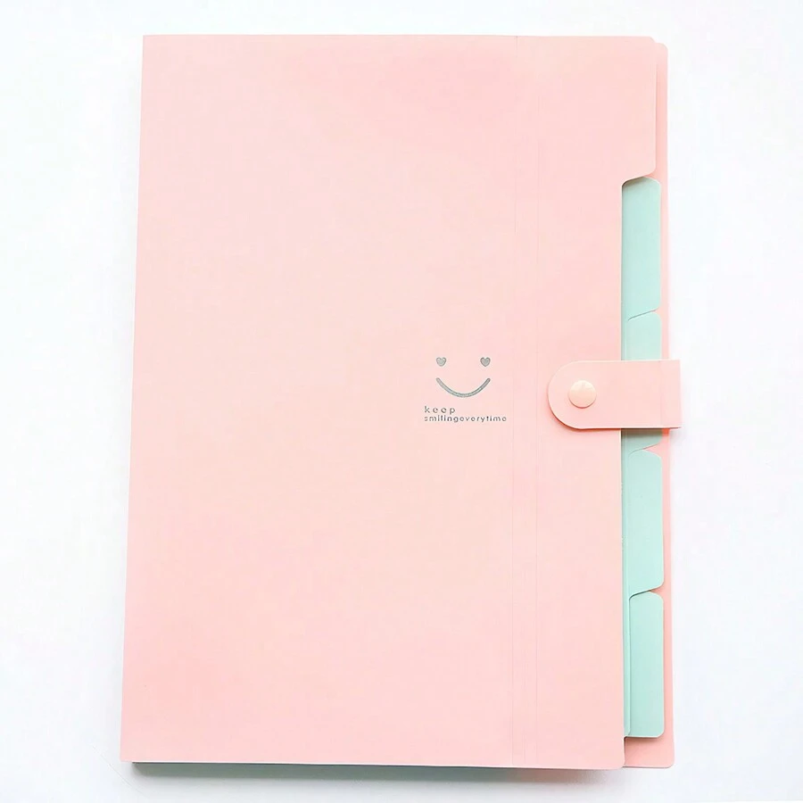 1入組糖果色多層pp考試紙張支架,塑料文件信封適用於文具儲存 - 粉色 - 查看 1
