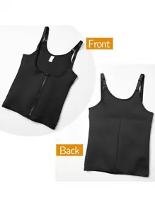 Sport Outdoor 1 Stück Reißverschluss & Haken Verschluss Schwarzes Trägerhemd Formende Unterwäsche Taillenformer Corsage Fitness Zubehör