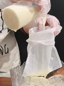 2个装豆浆尼龙过滤袋坚果奶袋茶/咖啡/酸奶过滤器厨房可重复使用袋式过滤器 - 白色 - 查看 5