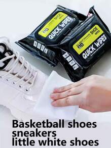 30片/包快速濕巾清潔鞋子濕巾,適用於網球鞋、運動鞋、跑鞋、籃球鞋、休閒鞋、足球鞋、旅行鞋、徒步鞋,適用於所有種類的鞋子 - 黑色 - 查看 3