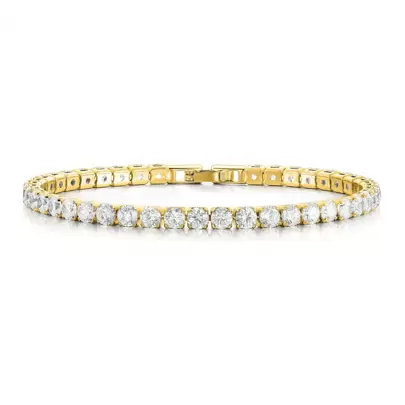 1pc Simple And Fashionable Copper Zirconia Circular Bracelet Suitable For Both Men And Women Daily Wear, Gold