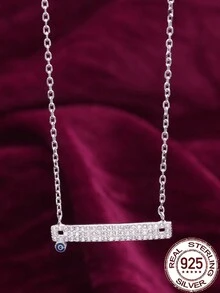 1入組時尚S925純銀眼球形狀吊墜項鍊帶寶石裝飾用品適合女士