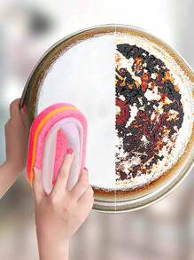 1pc Pink Upgrade Thickened Sponge Cleaning Brush With Handle For Wall & Tile Surface - Pink - View 7