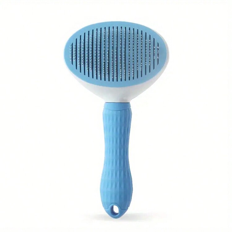 Removedor de pelo para mascotas Peine , uno hacer clic Depilador , automático Belleza Cepillo para perros , gatos - Azul - Añade 5