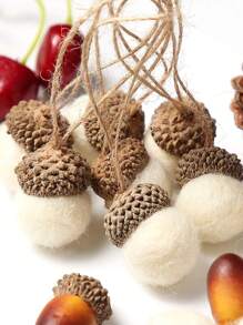 White Felt Acorn Ornaments Fall Hanging Ornaments 6/10/12/24Pieces Felt Acorn Garland For Tree Farmhouse Acorn Room Woodland Party Decor For Fall Christmas - White - View 4