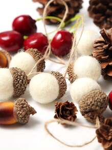 White Felt Acorn Ornaments Fall Hanging Ornaments 6/10/12/24Pieces Felt Acorn Garland For Tree Farmhouse Acorn Room Woodland Party Decor For Fall Christmas - White - View 2