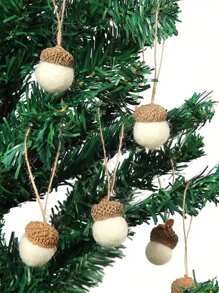 White Felt Acorn Ornaments Fall Hanging Ornaments 6/10/12/24Pieces Felt Acorn Garland For Tree Farmhouse Acorn Room Woodland Party Decor For Fall Christmas - White - View 7