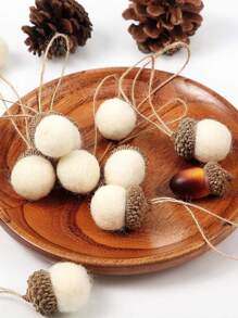 White Felt Acorn Ornaments Fall Hanging Ornaments 6/10/12/24Pieces Felt Acorn Garland For Tree Farmhouse Acorn Room Woodland Party Decor For Fall Christmas - White - View 5