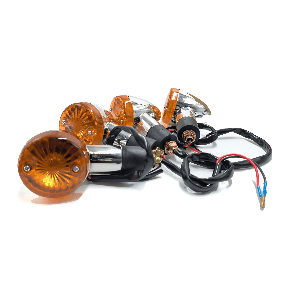 4pcs Universal Chrome Bullet Turn Signal Lights Front & Rear Compatible