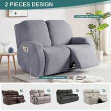 Stretch Recliner Sofa Covers, Reclining Couch Covers With Pockets, Jacquard Reclining Sofa Covers Soft Washable Furniture Protector With Elastic Bottom - 淺灰色 - 查看 2