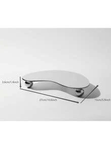 1pc Ins-Style Tortoiseshell & Leopard Print Metal Tray, Wooden Balls, Transparent Asymmetrical Geometric Aromatherapy Fragrance Stand, Luxury Home Decor Accessory, Acrylic Black Mirror Moon Tray