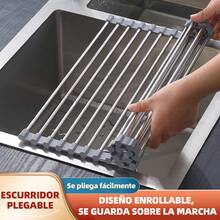 1 Piece Stainless Steel Sink Drain Rack, Expandable Kitchen Sink Shelf Dish Drainer Mat For Kitchen Storage - Dark Grey - View 6